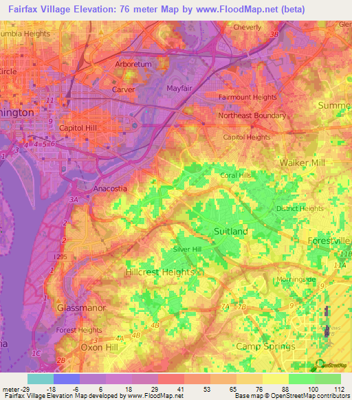 Fairfax Village,US Elevation Map