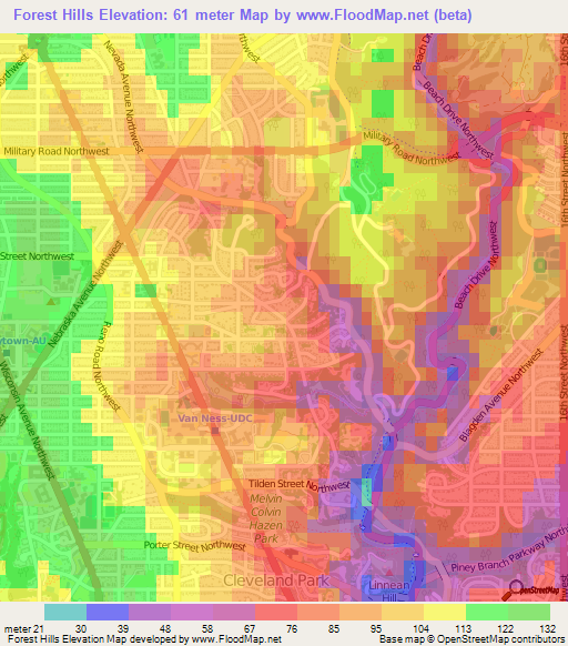 Forest Hills,US Elevation Map