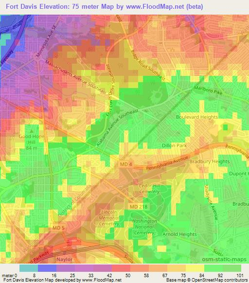 Fort Davis,US Elevation Map