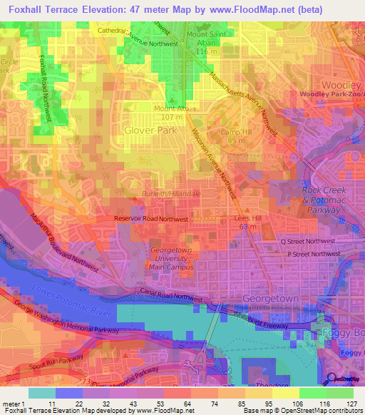 Foxhall Terrace,US Elevation Map