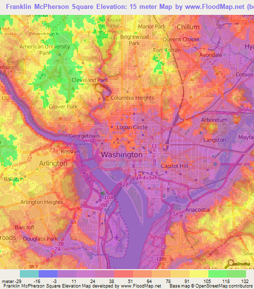 Franklin McPherson Square,US Elevation Map