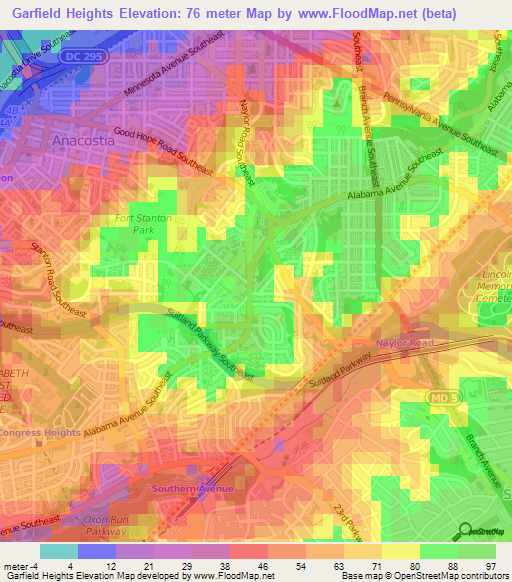 Garfield Heights,US Elevation Map