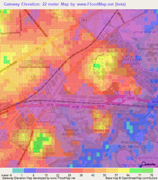 Gateway,US Elevation Map