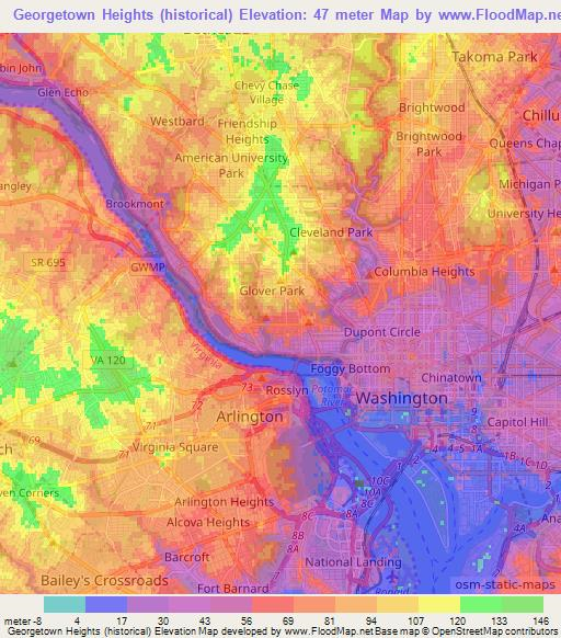 Georgetown Heights (historical),US Elevation Map