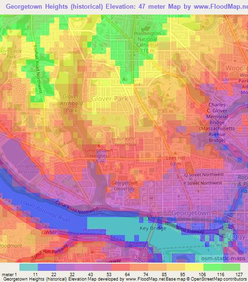 Georgetown Heights (historical),US Elevation Map