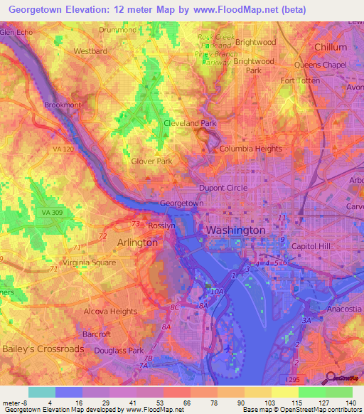 Georgetown,US Elevation Map