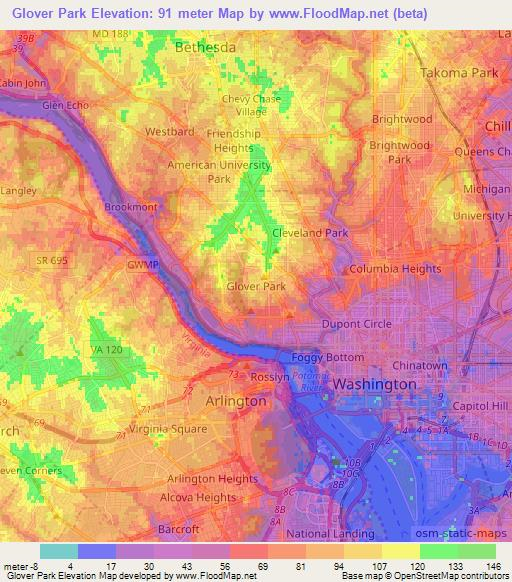 Glover Park,US Elevation Map