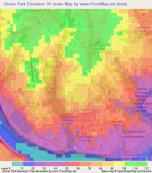 Glover Park,US Elevation Map