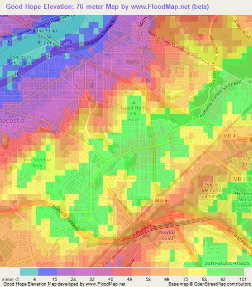 Good Hope,US Elevation Map