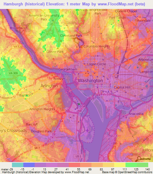 Hamburgh (historical),US Elevation Map