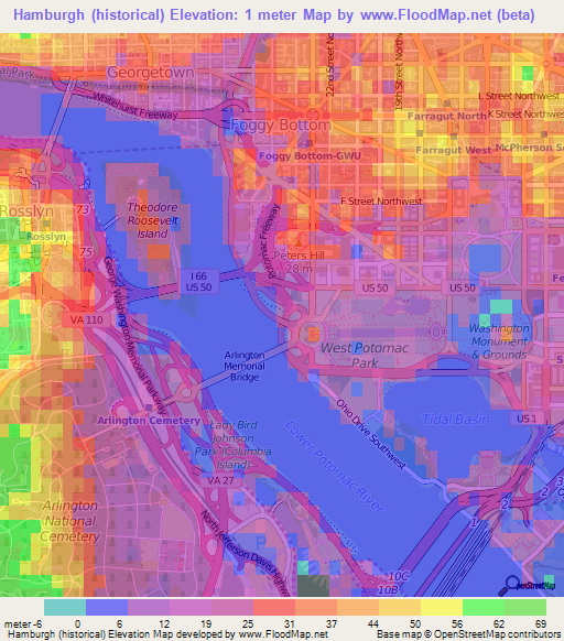 Hamburgh (historical),US Elevation Map