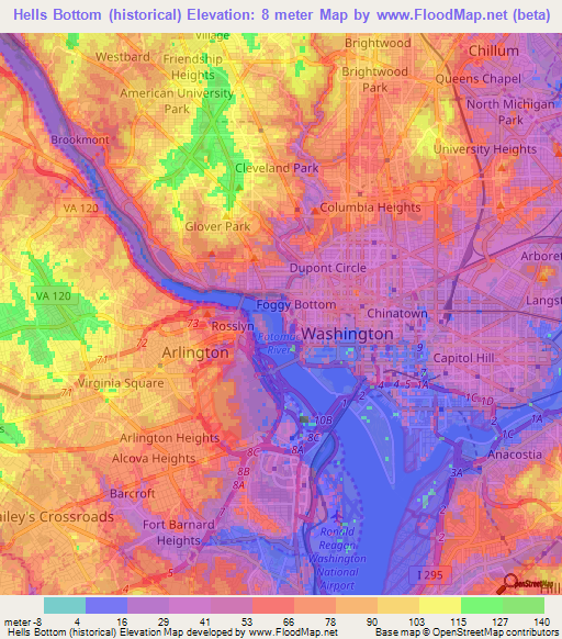 Hells Bottom (historical),US Elevation Map