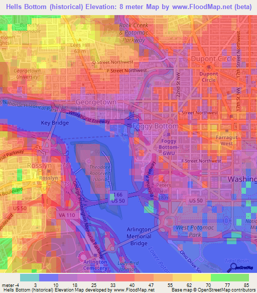 Hells Bottom (historical),US Elevation Map