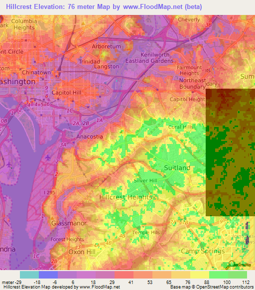 Hillcrest,US Elevation Map