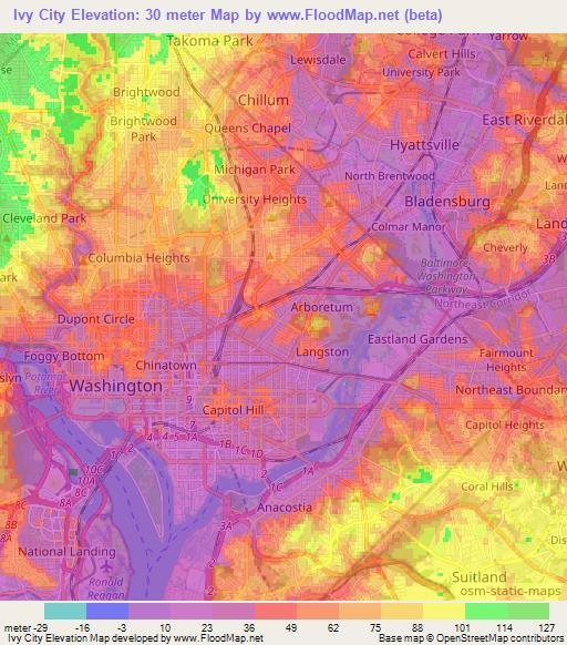 Ivy City,US Elevation Map