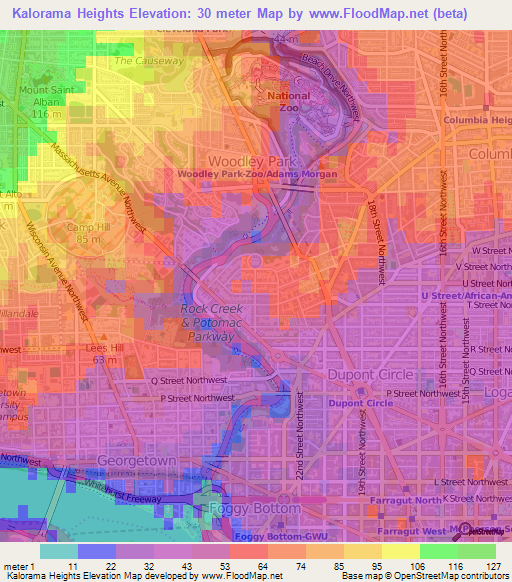 Kalorama Heights,US Elevation Map