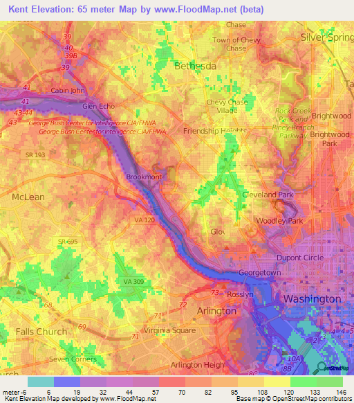 Kent,US Elevation Map