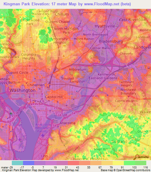 Kingman Park,US Elevation Map