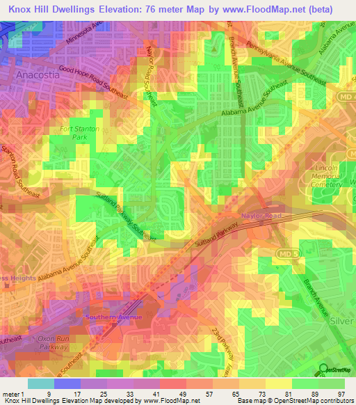 Knox Hill Dwellings,US Elevation Map