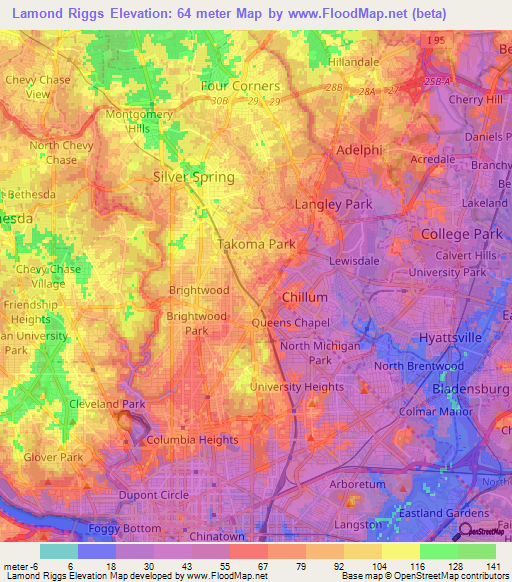 Lamond Riggs,US Elevation Map