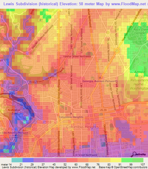 Lewis Subdivision (historical),US Elevation Map