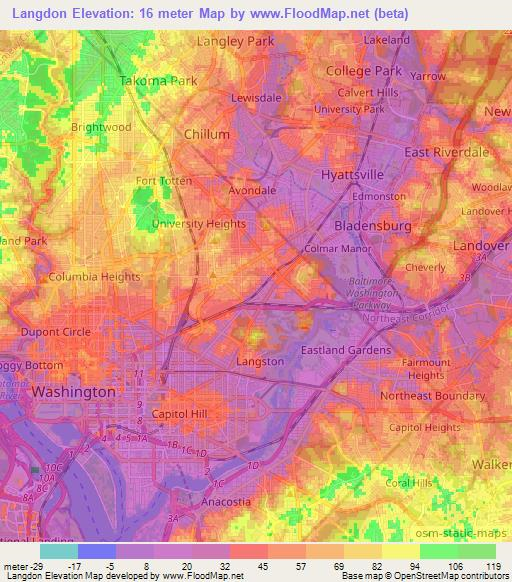 Langdon,US Elevation Map