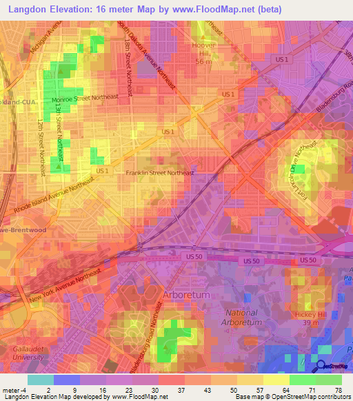 Langdon,US Elevation Map