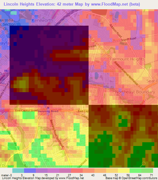 Lincoln Heights,US Elevation Map