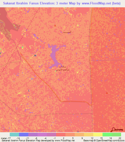 Sakanat Ibrahim Fanus,Egypt Elevation Map