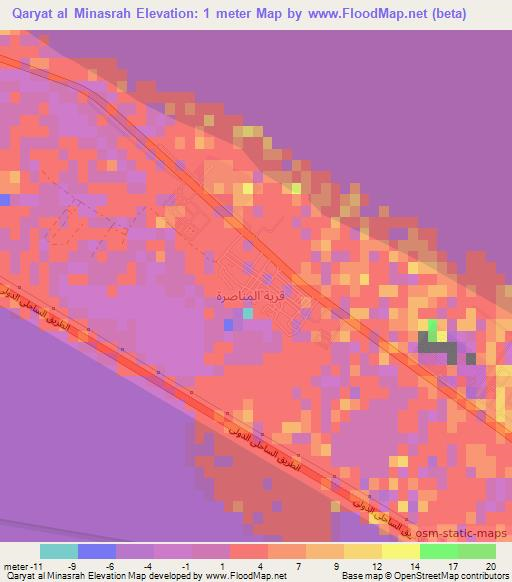 Qaryat al Minasrah,Egypt Elevation Map