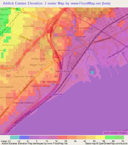 Addick Estates,US Elevation Map