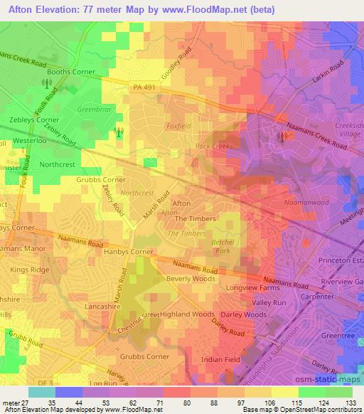 Afton,US Elevation Map