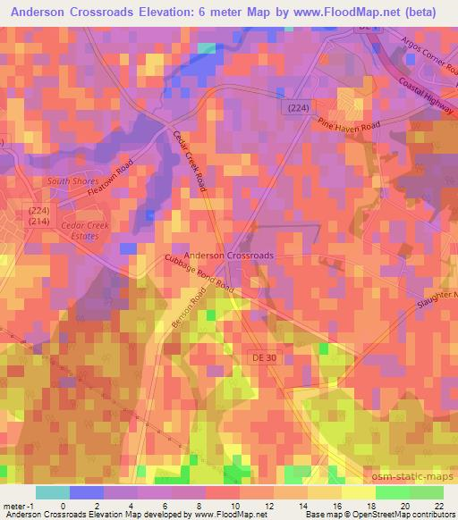 Anderson Crossroads,US Elevation Map