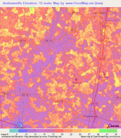 Andrewsville,US Elevation Map