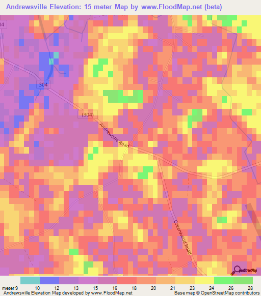 Andrewsville,US Elevation Map