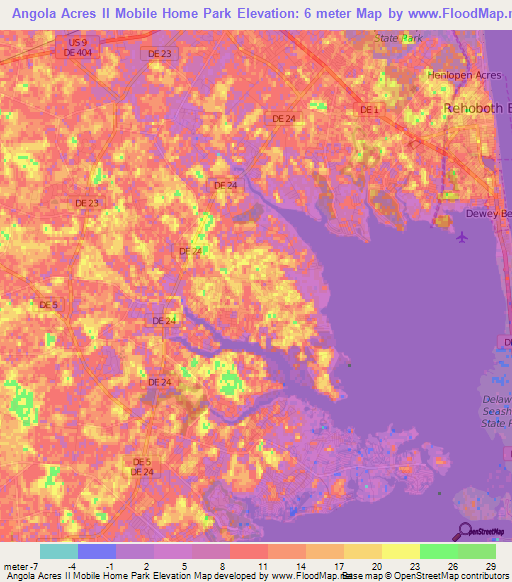 Angola Acres II Mobile Home Park,US Elevation Map