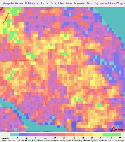 Angola Acres II Mobile Home Park,US Elevation Map