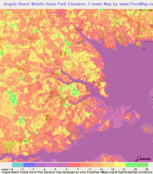 Angola Beach Mobile Home Park,US Elevation Map