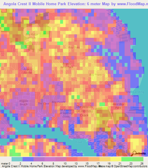 Angola Crest II Mobile Home Park,US Elevation Map