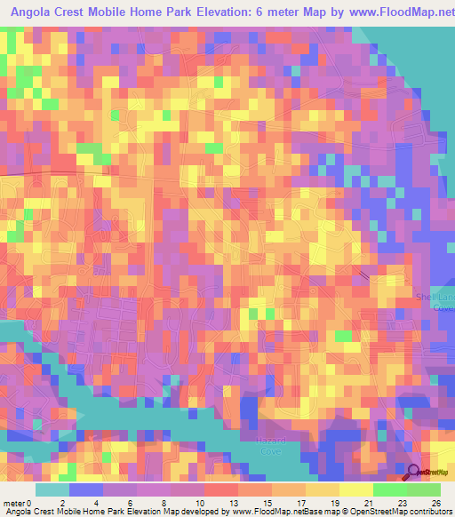 Angola Crest Mobile Home Park,US Elevation Map