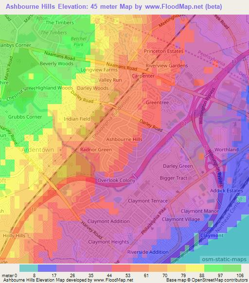 Ashbourne Hills,US Elevation Map