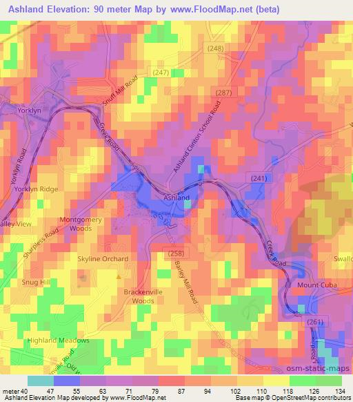 Ashland,US Elevation Map