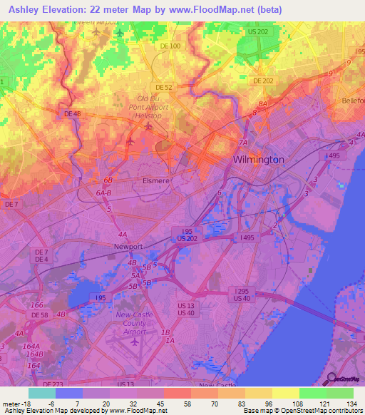 Ashley,US Elevation Map