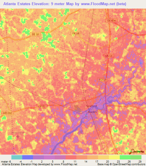 Atlanta Estates,US Elevation Map