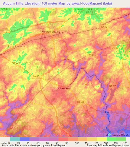 Auburn Hills,US Elevation Map