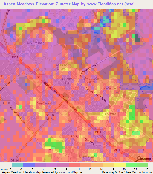 Aspen Meadows,US Elevation Map