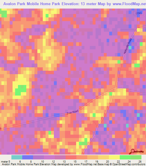 Avalon Park Mobile Home Park,US Elevation Map