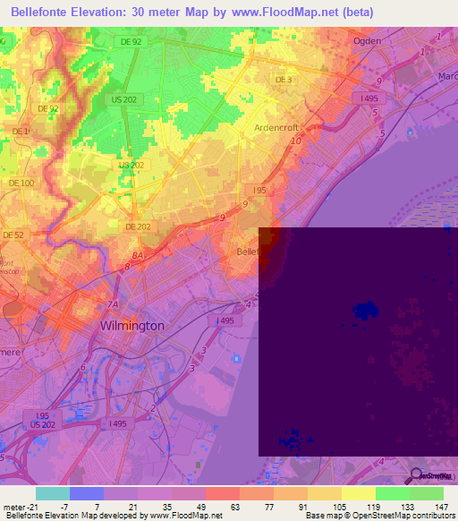 Bellefonte,US Elevation Map