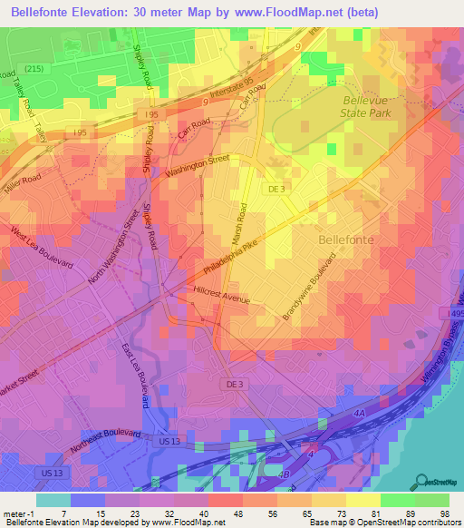 Bellefonte,US Elevation Map