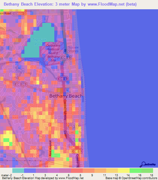 Bethany Beach,US Elevation Map